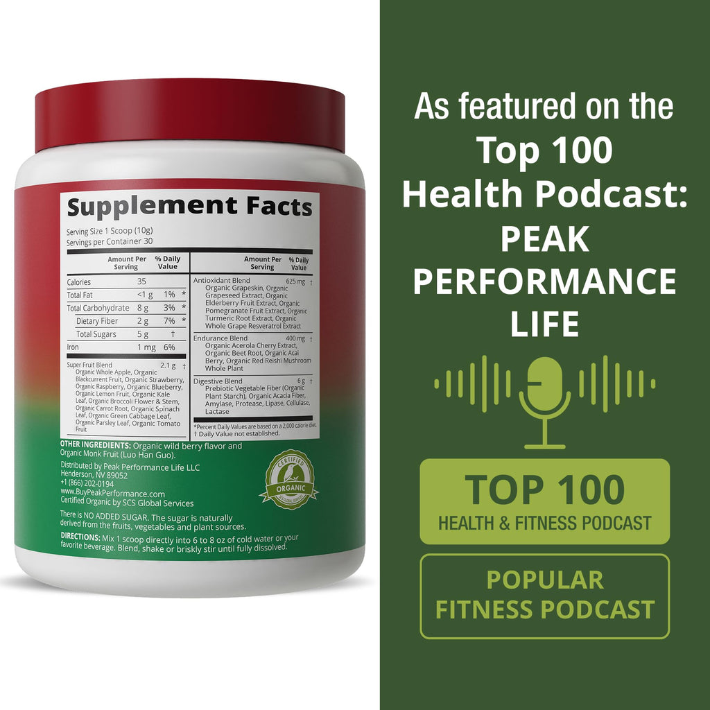 Peak Performance Organic Reds Superfood Powder, Best Tasting Red Juice
