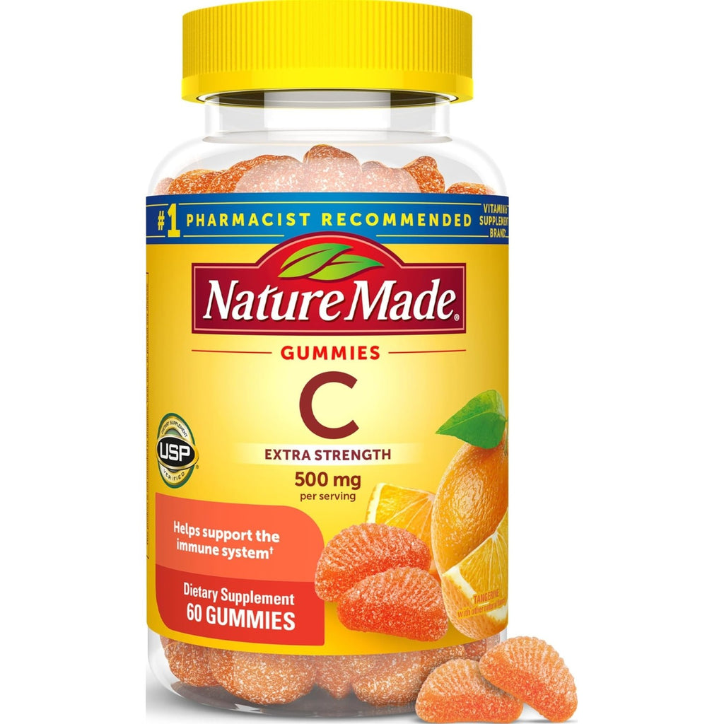Nature Made Extra Strength Dosage Vitamin C 500mg per Serving, 60 Gummies | Adult Vitamin C Immune Support Gummies, For Daily Immune Support and Antioxidant Support, Tangerine Flavor, 30 Day Supply
