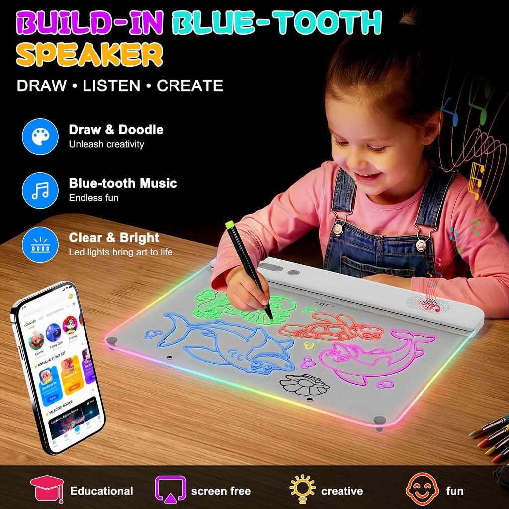 16" LED Drawing Board with Blue-Tooth,Kids Birthday Gift for Girls,Boys