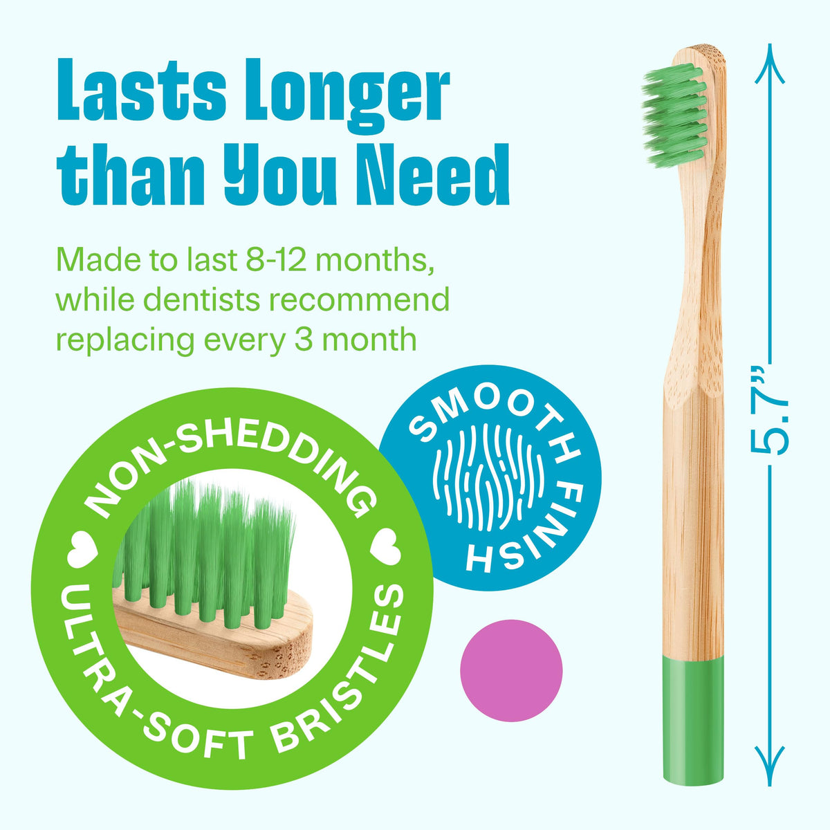 VIVAGO Kids Toothbrush - Kids Bamboo Toothbrushes with Soft Bristles 6 Pack