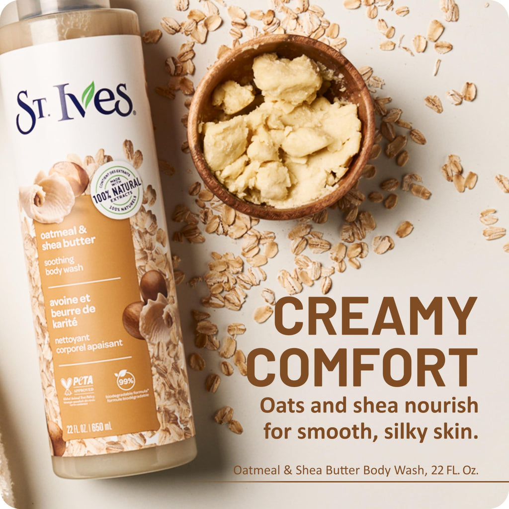St. Ives Oatmeal & Shea Butter Body Wash | Moisturizing Body Wash for Sensitive and Dry Skin | 22 Fl. Oz.