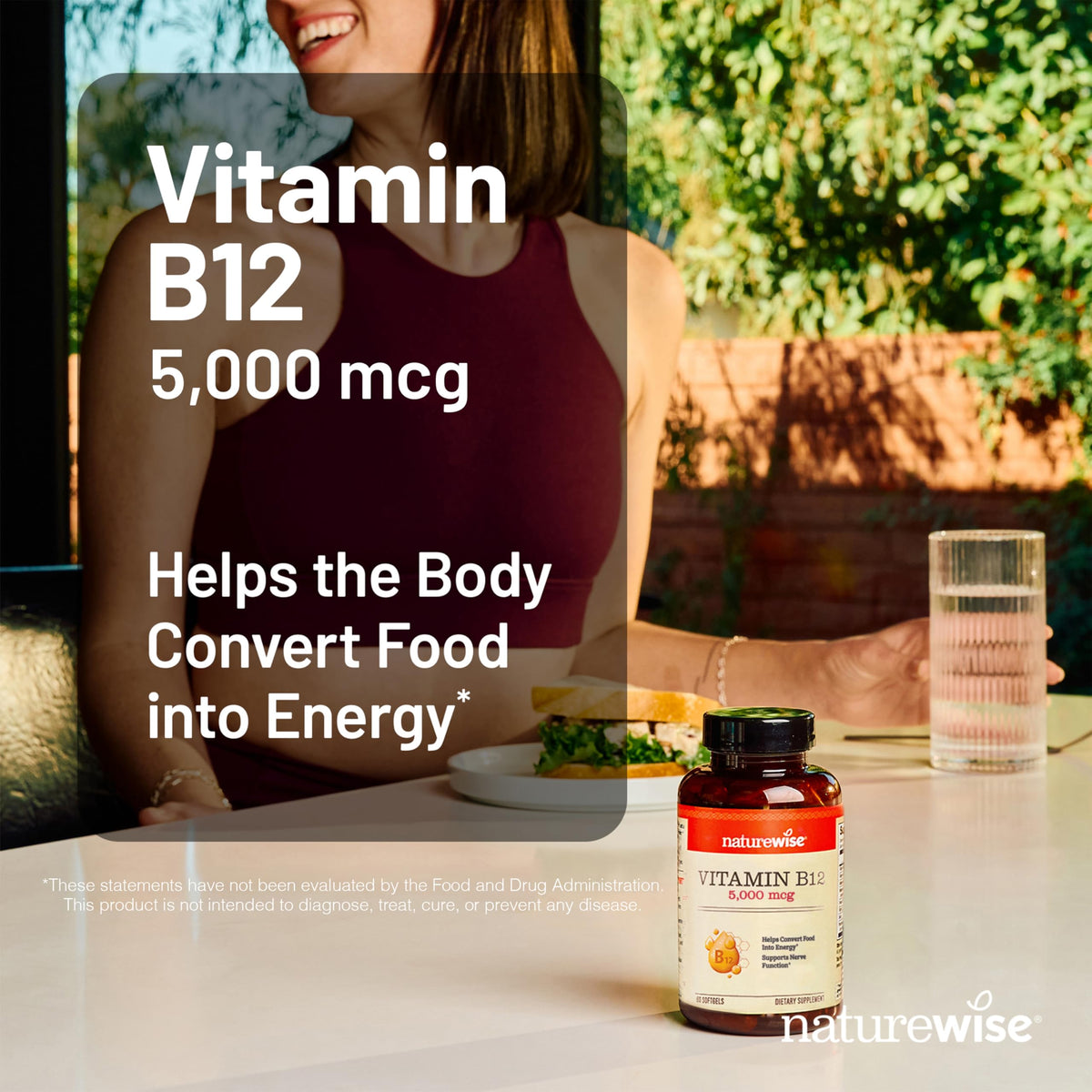 NatureWise Vitamin B12 5000 mcg - Extra Strength - Supplement for Supporting Energy Levels, Mental Clarity, Nervous System Health - Easy-to-Swallow, Soy and Gluten-Free, Non-GMO - 60 Softgels