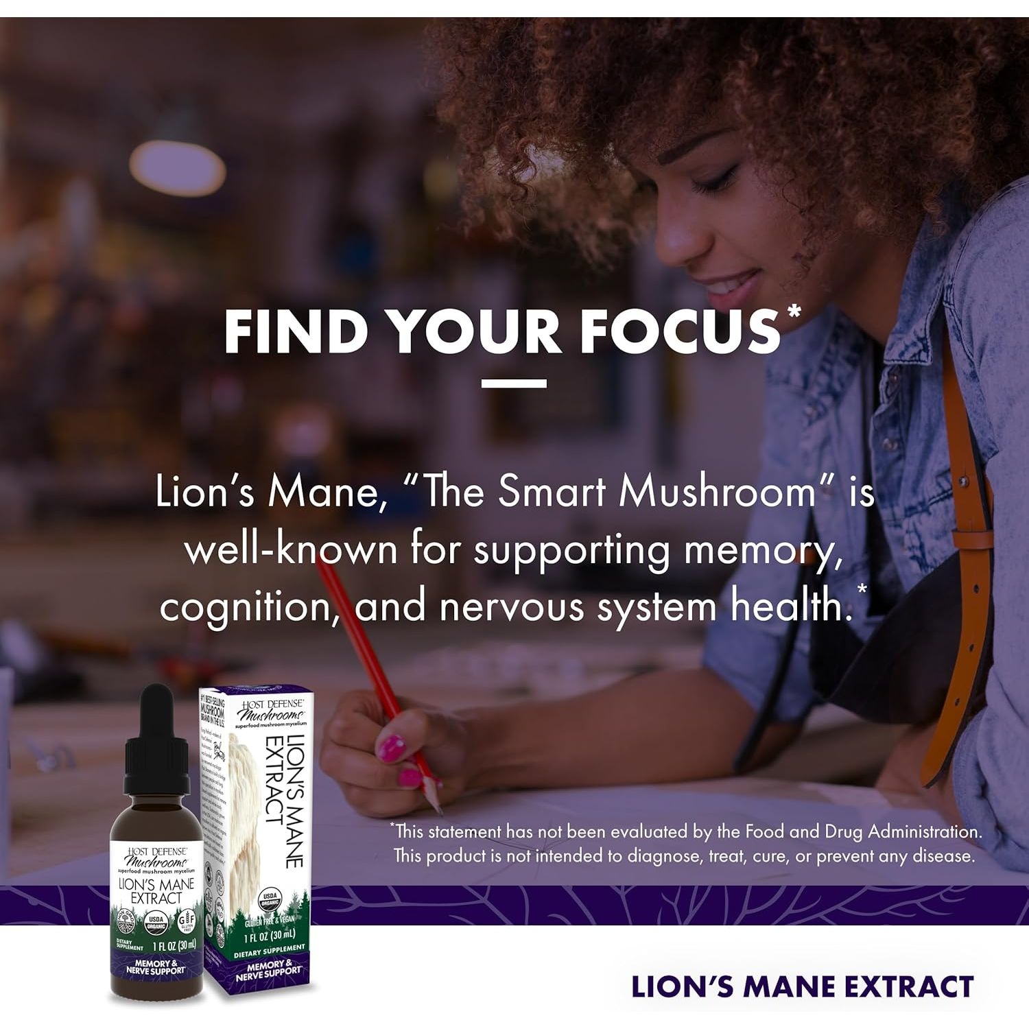 Buy now Host Defense Mushrooms Lion's Mane Extract - Lion's Mane Liquid Supplement for Brain Health - Mushroom Support for Focus & Memory Function - Immune & Nervous System Support - 1 fl oz (30 Servings)* at indiglob india