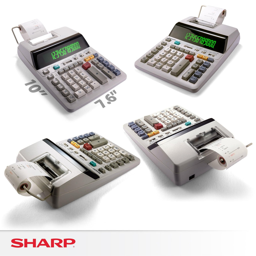 Sharp EL-1801V Ink Printing Calculator, 12-Digit LCD, AC Powered, Off-White, Ideal for Business & Office Use, Easy-to-Read Display & Durable Design