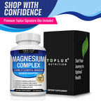 Magnesium Complex Supplement 8 Elemental 1000mg - Magnesium Glycinate, Citrate, Malate, Taurate, Chelated for Easy Absorption for Bones, Muscle, Recovery, Energy, Vegan Non-GMO 90 Capsules