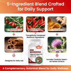 VEV Berberine Supplement with Ceylon Cinnamon, Cayenne Pepper, Turmeric, Milk Thistle – 120 Capsules