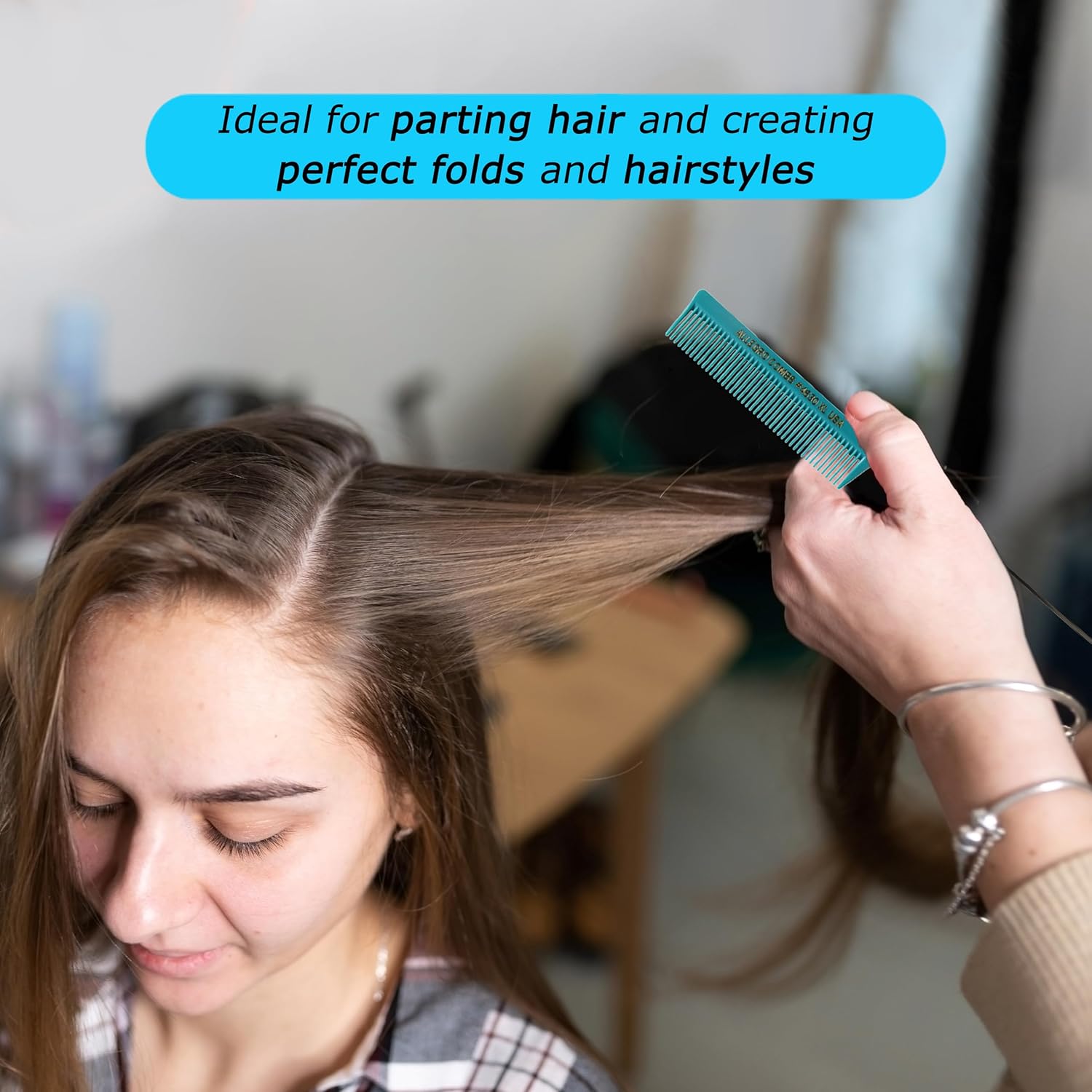 Buy now Allegro XL Pintail Rat Tail & Parting Combs - Metal Tail Foiling & Pin Combs (2 Pc. AQUA & WHITE) at indiglob india