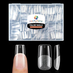 Luckyfairy Extra Short Square Fake Nails, Soft Gel Pre-Shaped Acrylic XS Short Square Nail Tips, Half Matte Full Cover Clear Press on Flase Nail Tips for Nail Extension Home DIY 240pcs/12 Sizes