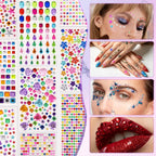 Gem Stickers, 6124Pcs Self-Adhesive Face Gems for Kids Crafts Nail Art DIY