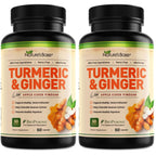Nature's Base Turmeric and Ginger Supplement with Curcumin, ACV & BioPerine | Joint & Digestive Support, 95% Curcuminoids, Apple Cider Vinegar, Black Pepper Extract for Enhanced Absorption, 240 Capsules