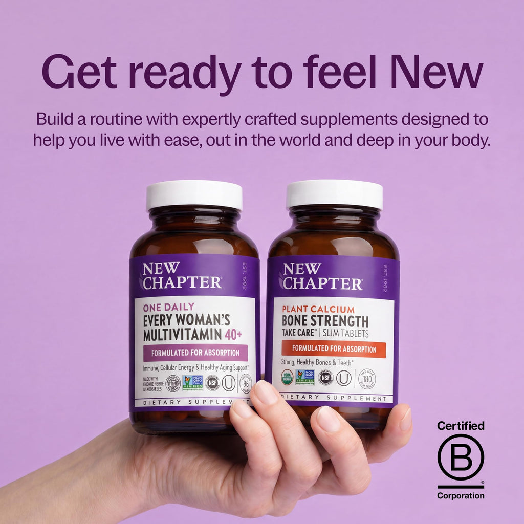 New Chapter Bone Strength Take Care Supplement, 120 Slim Tablets | Clinically Studied Plant Calcium from Red Marine Algae for Bone and Heart Health, Vegan, Organic and Gluten Free