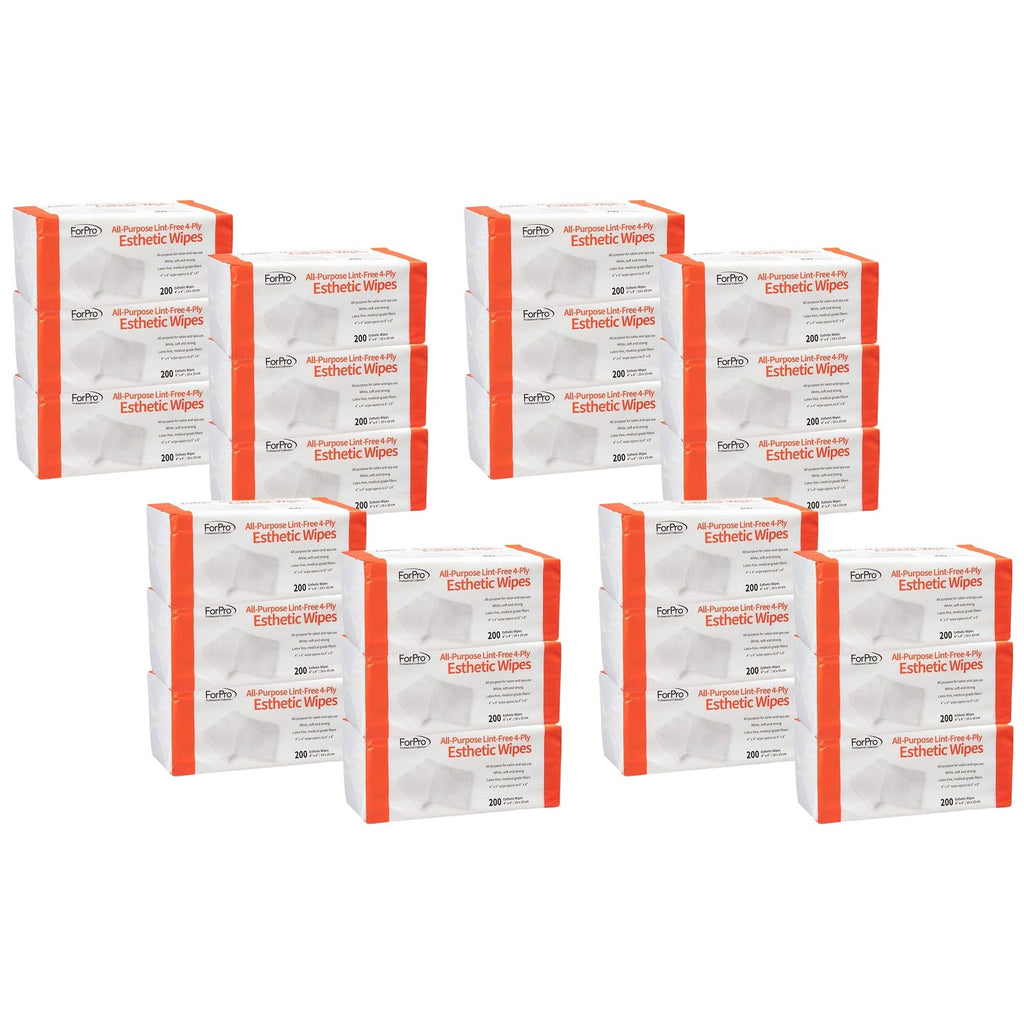 ForPro Professional Collection All-Purpose Lint-Free 4-Ply Esthetic Wipes, Non-Woven, For Salon and Spa Use, Soft, Strong and Durable, Latex-Free, 4" x 4", 200-Count