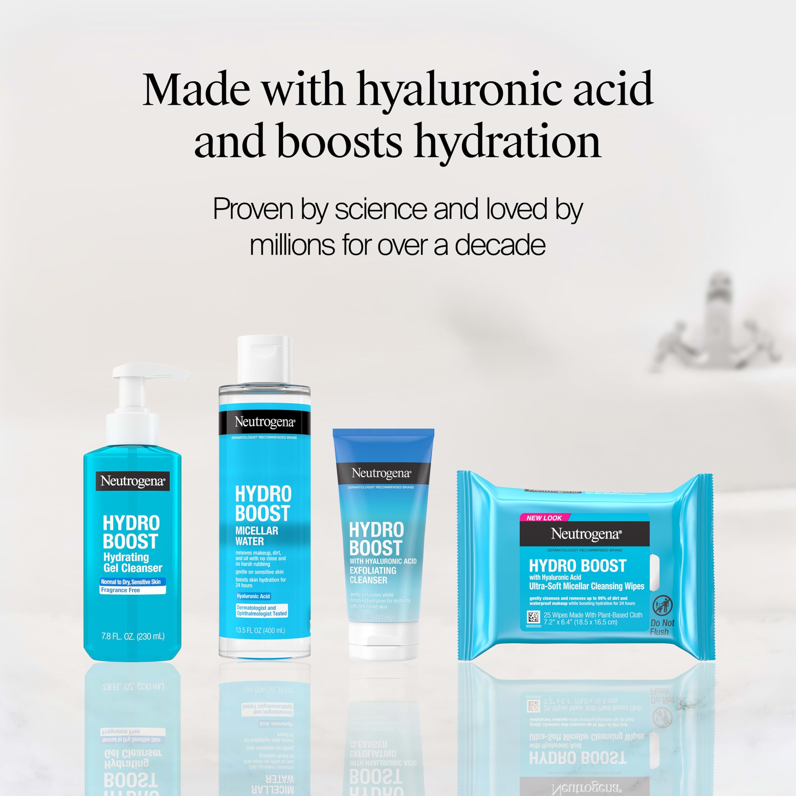 Neutrogena Hydro Boost Hydrating Face Wash & Makeup Remover, 7.8 fl. oz | Gentle Facial Cleanser Gel, With Hyaluronic Acid, Locks in Moisture, Hypoallergenic, Oil-Free, Soap-Free