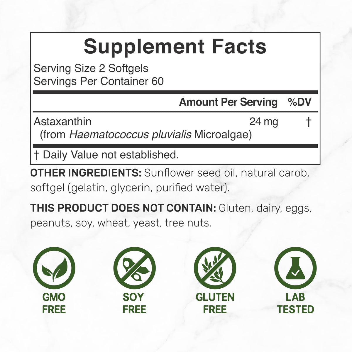 DEAL SUPPLEMENT Astaxanthin 24mg Per Serving, 120 Softgels