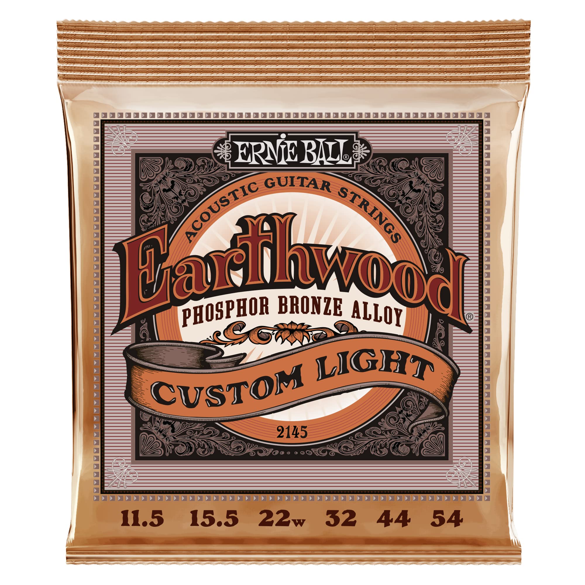 Buy now Ernie Ball Earthwood Medium Light Phosphor Bronze Acoustic Guitar Strings, 12-54 Gauge (P02146) Custom Light (11.5-54) Single Pack at indiglob india