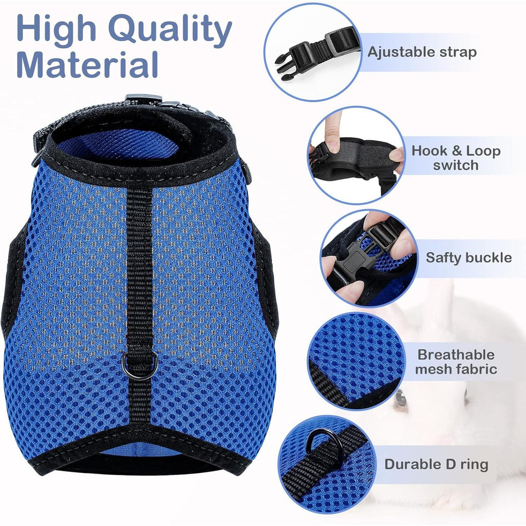 Buy now PETTOM Bunny Rabbit Harness with Stretchy Leash Cute Adjustable Buckle Breathable Mesh Vest for Kitten Small Pets Walking (Blue,S) at indiglob india
