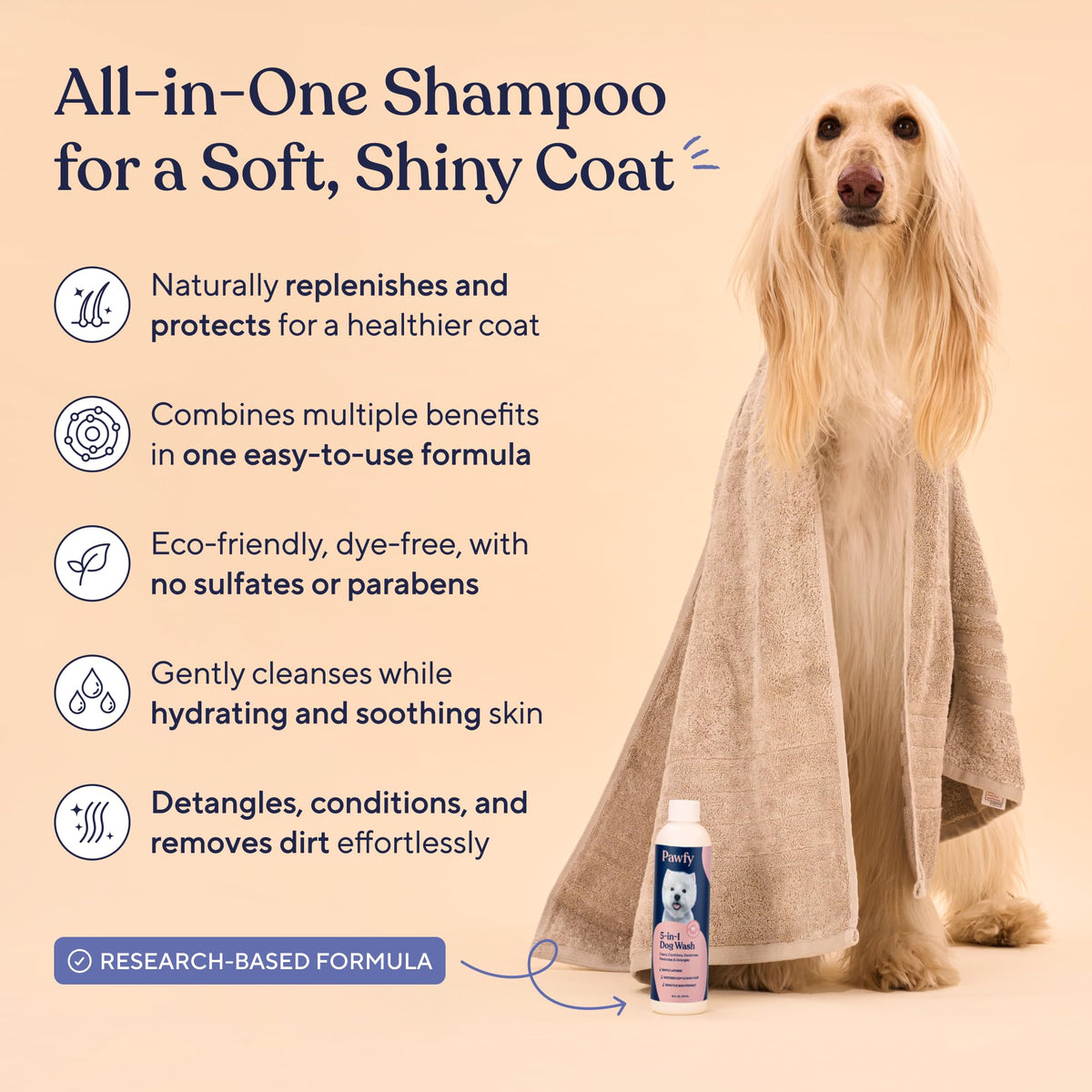 Pawfy 5 in 1 Dog Shampoo and Conditioner for Itchy Skin (Oatmeal & Aloe)