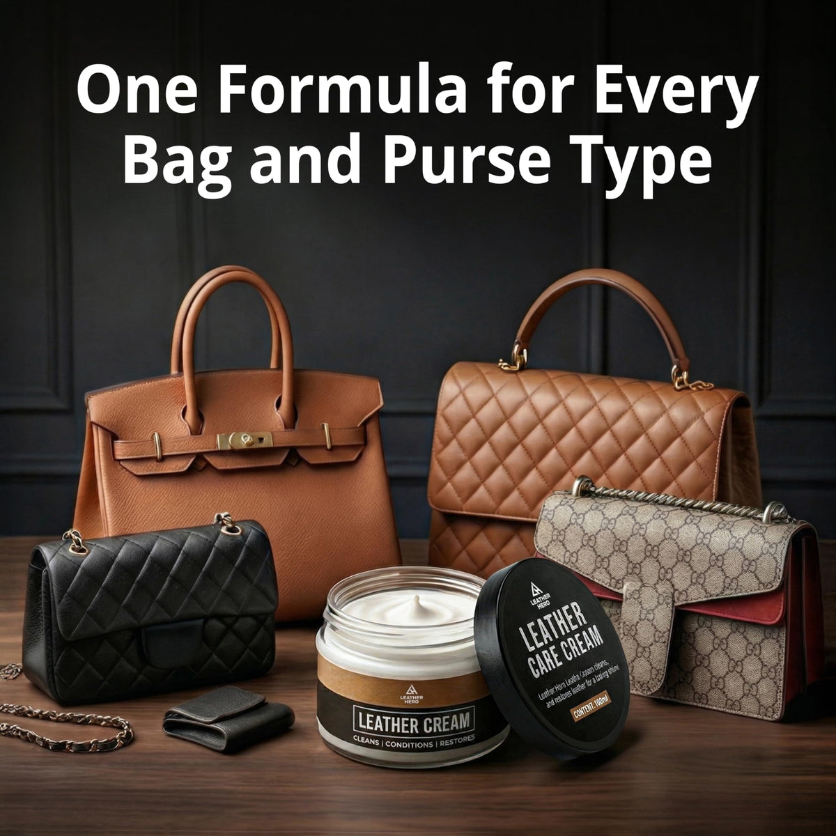 Leather Hero 2-in-1 Purse Cleaner & Conditioner – Leather Cream for Handbags, Designer Bags, Faux & Saffiano Leather – Non-Greasy, Won’t Darken, Safe for Purses, Jackets & More