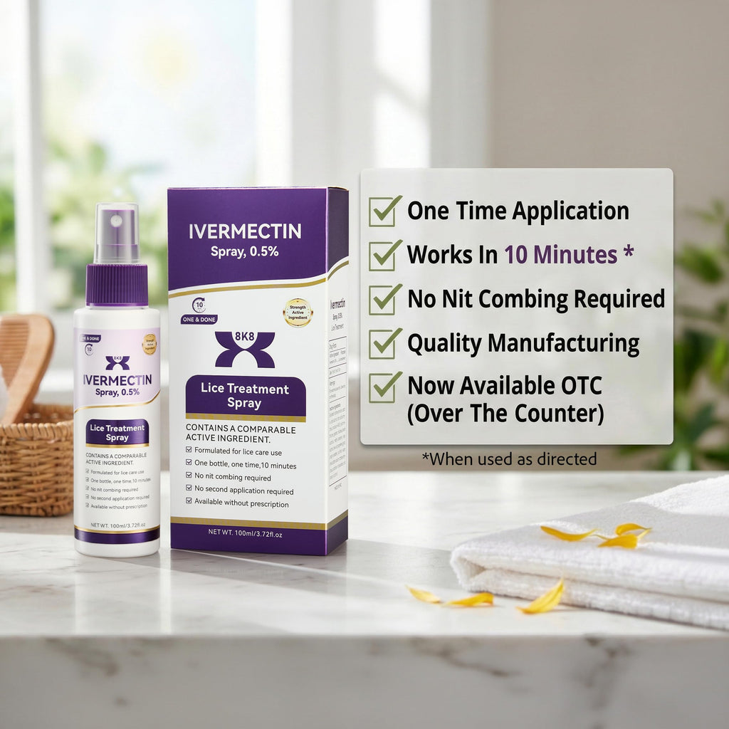 Lice Treatment Ivermectin 0.5%, 2026 Upgraded Spray Formula, Targets the Scalp Than Traditional Lotions, One-Time At-Home Treatment for the Whole Family