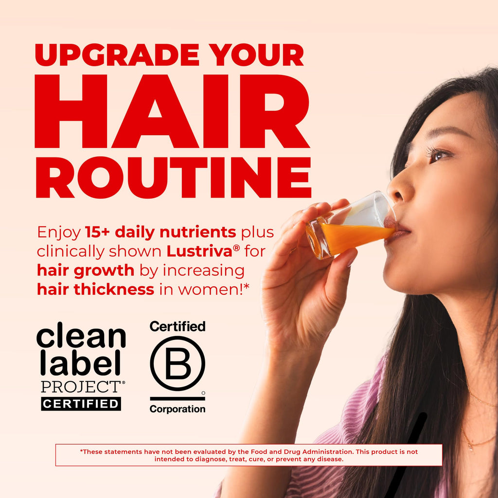 MARYRUTH'S Liquid Multivitamin + Hair Growth, Clinically Thicker Hair, 15oz | Clinically Tested in Women for Thicker Hair & Facial Wrinkles, Biotin 10000mcg, Lustriva Hair Growth Supplements, Skin Care