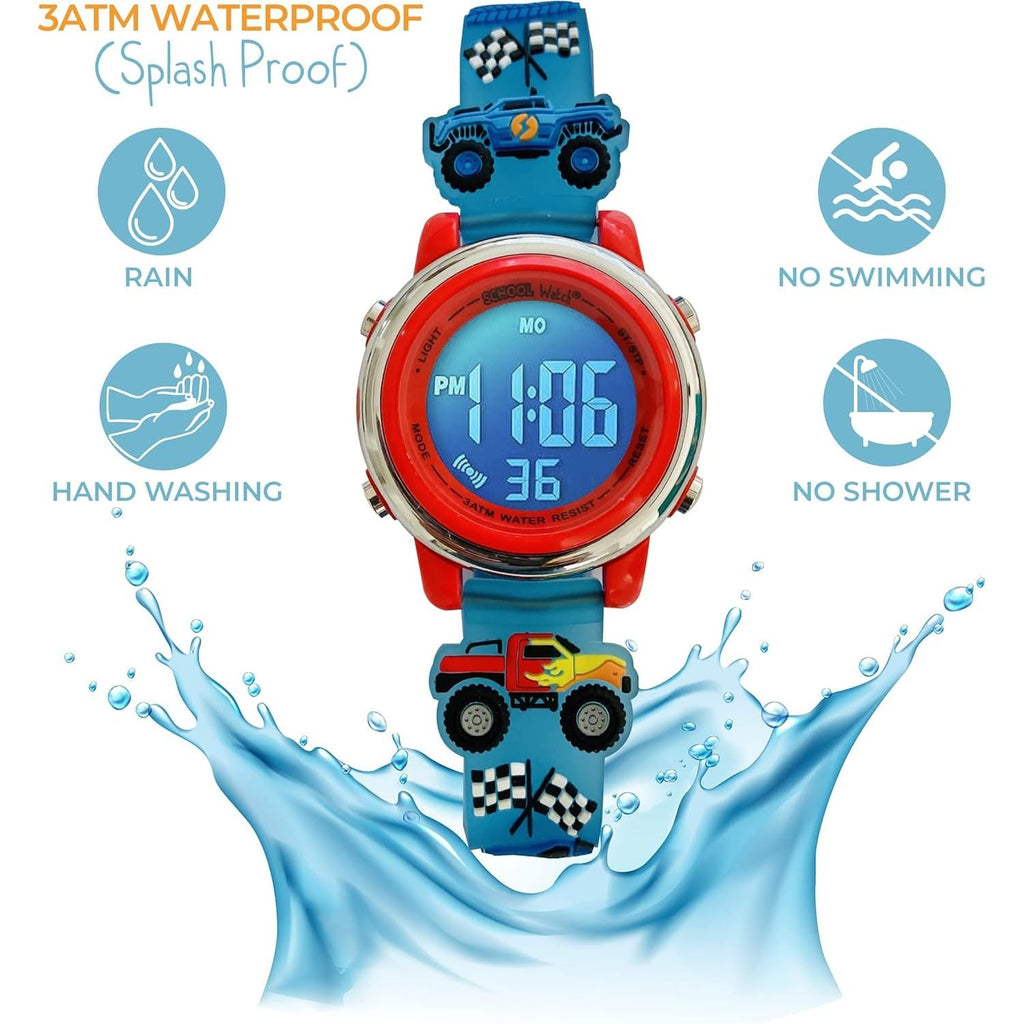 Buy now Preschool Collection Kids Digital Light Up Watch - Monster Trucks, Dinosaurs, Shark, Unicorn, Butterfly, Spider - Girls, Boys, Children, School at indiglob india