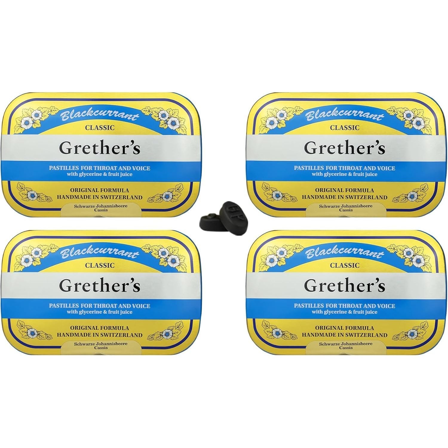 Buy now GRETHER'S Pastilles Classic Blackcurrant Natural Remedy Dry Mouth Relief - Soothing Throat & Healthy Voice - Long-Lasting Flavor, Gift for Singers - 1-Pack - 3.75 oz. 3.75 Ounce (Pack of 4) Blackcurrant at indiglob india
