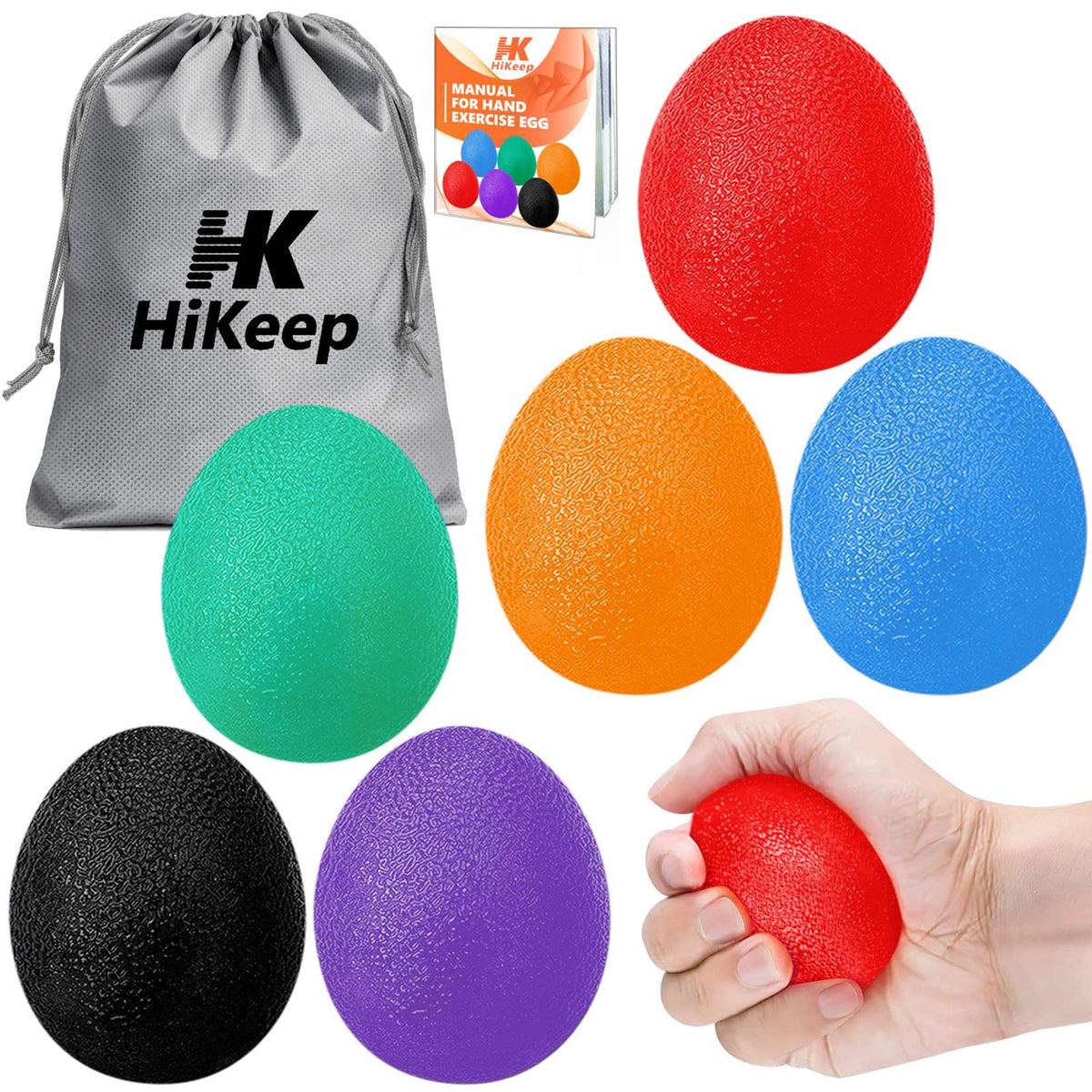 HiKeep Stress Balls for Adults (6 Pack), Stress Ball, Grip Strength Trainer