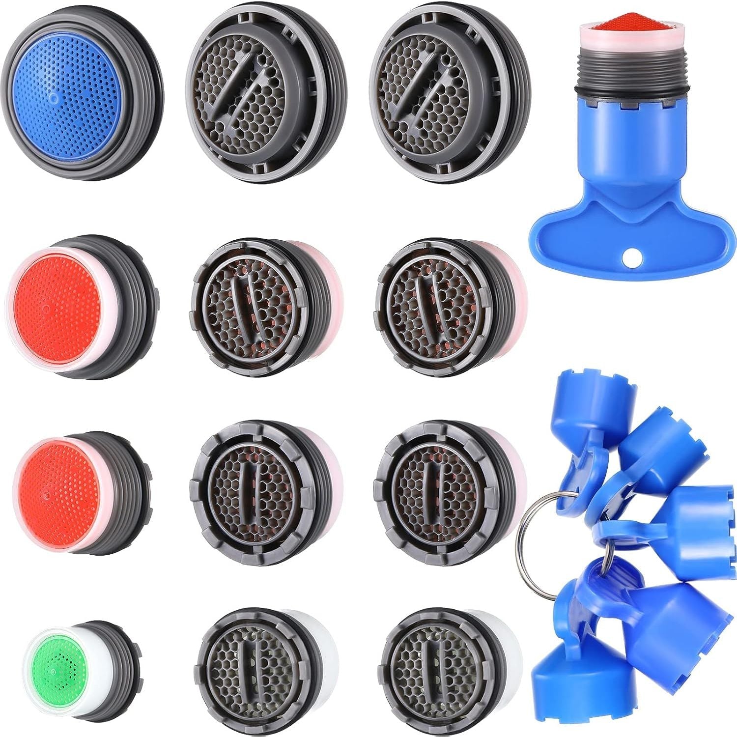 Buy now BBTO 12 Pieces Faucet Aerator Replacement for Sink and 5 Pieces Faucet Aerator Key Wrenches Removal Tool M 16.5 mm 18.5 mm 21.5 mm 24 mm High Low Flow Restrictor for Bathroom Kitchen Default at indiglob india