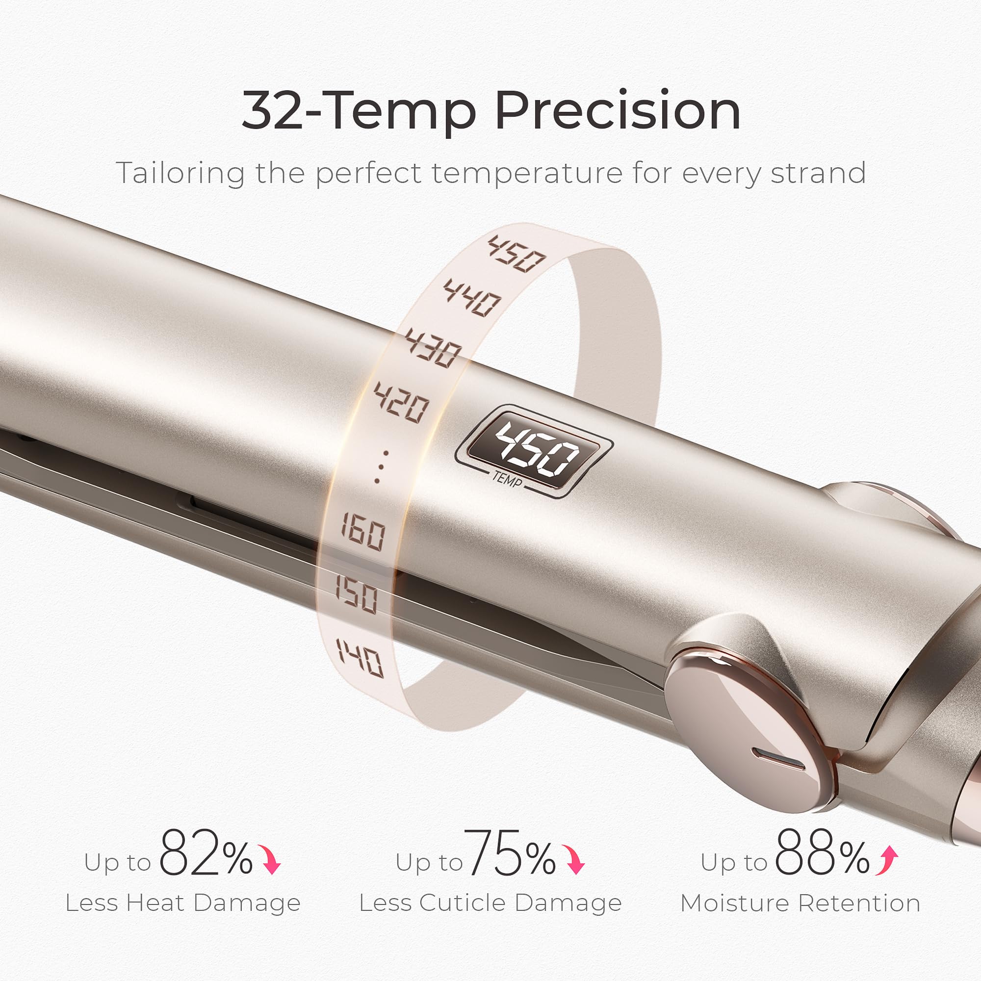 TYMO Flat Iron Hair Straightener and Curler 2 in 1 with 10s Fast Heating, 1 Inch Professional Titanium Straightening Curling Iron with 32 Adjustable Temp and Automatic Shut Off, Champagne