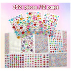 3521 Pieces Self Adhesive Jewels for Crafts, Gems Stickers for Kids, Flat Back Plastic Fake Jewels for Scrapbook Supplies and face gems