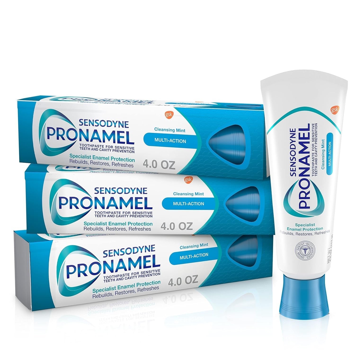 Buy now Sensodyne Pronamel Multi-Action Enamel Toothpaste for Sensitive Teeth, to Reharden and Strengthen Enamel, Cleansing Mint - 4 Ounces 4 Ounce (Pack of 3) at indiglob india