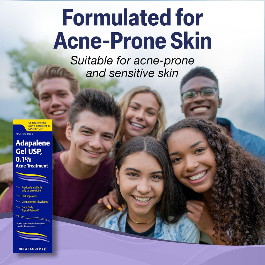 TARO Adapalene 0.1% USP Gel, Paraben Free, Retinoid Acne-Prone Facial Treatment for Sensitive Skin, Prescription Strength (1.6 Oz)