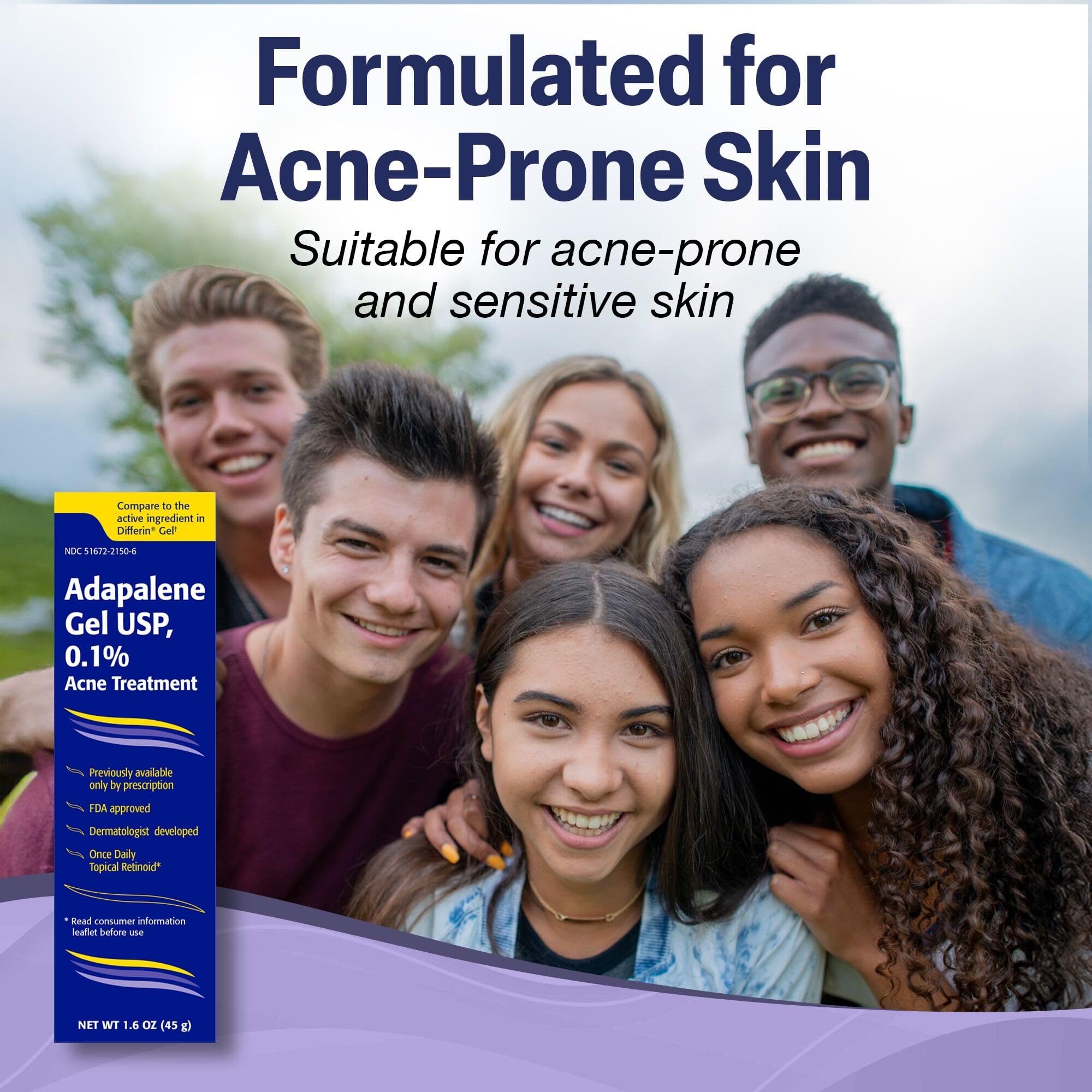 TARO Adapalene 0.1% USP Gel, Paraben Free, Retinoid Acne-Prone Facial Treatment for Sensitive Skin, Prescription Strength (1.6 Oz)