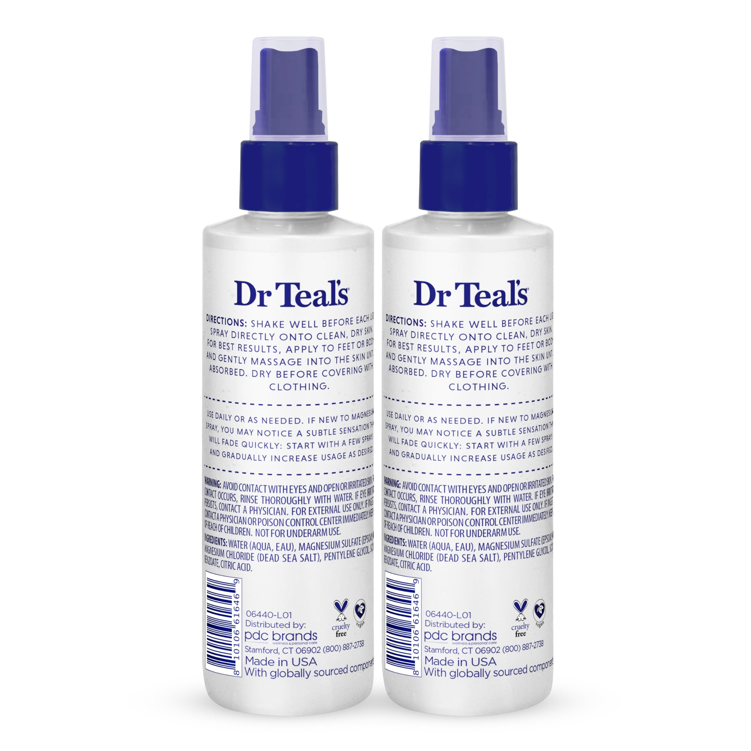 Dr Teal's Topical Magnesium Spray with Natural Dead Sea Salt, Fragrance Free, 8 fl oz (Pack of 2)
