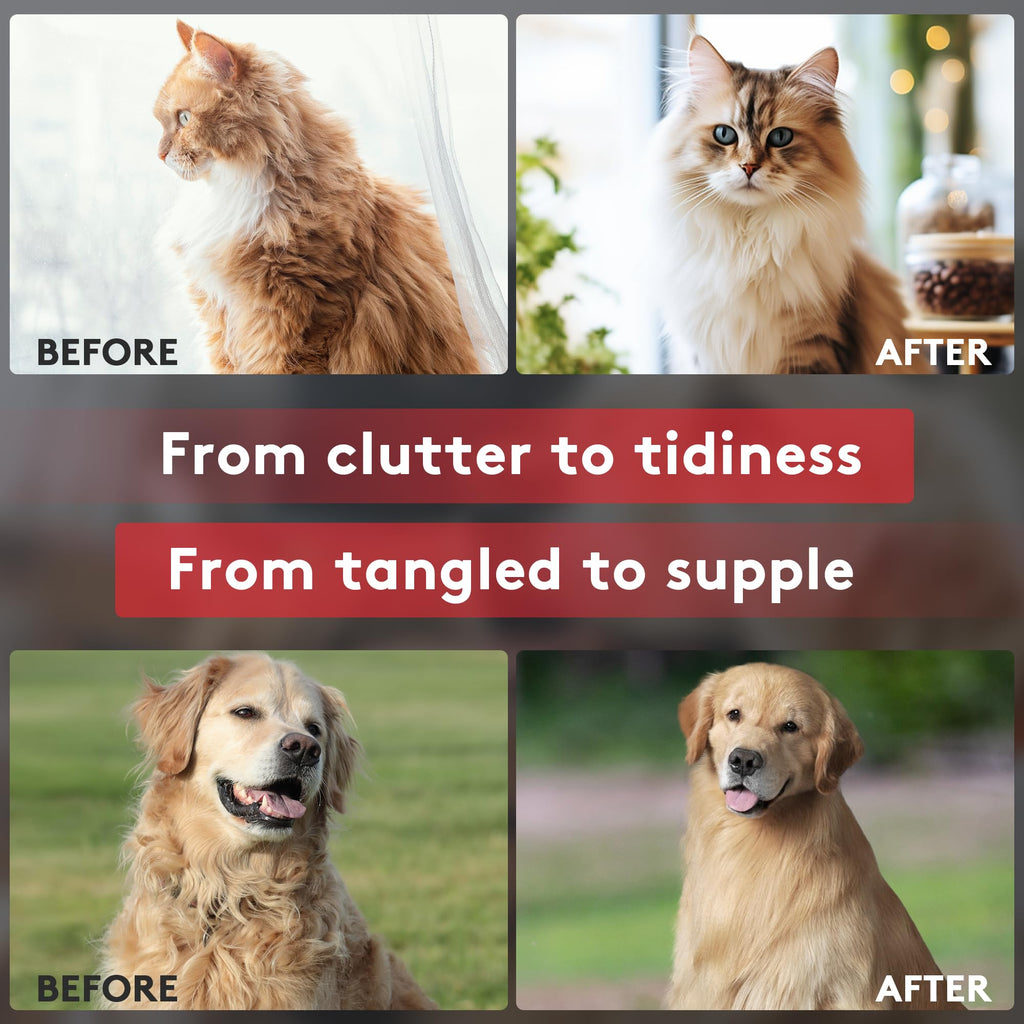 Tpotato Deshedding Dog Brush for Long Haired Dogs Cats,Undercoat Shedding Rake for Dematting Detangling Tangles Matted Fur and Knots,Metal Pet Comb,Professional Pet Grooming Supplies Tool Kit,Red