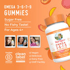 MaryRuth's Vegan Omega 3 6 7 9 Gummies, No Fish Taste, Up to 4 Month Supply | Up to 4 Month Supply, With Flaxseed Oil, No Fish Taste, Non-GMO