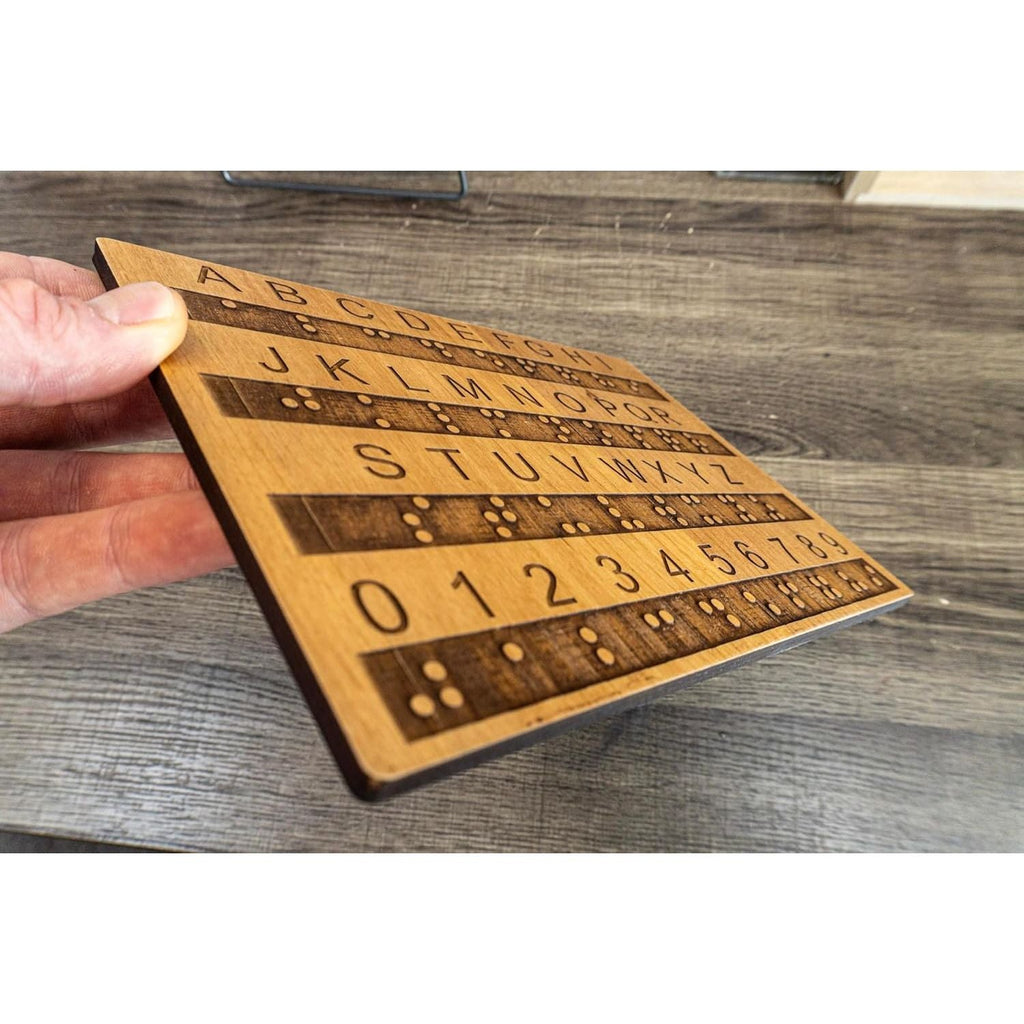 Buy now Creative Escape Rooms Made in USA - Raised Dots Braille Alphabet and Number Wood Board - Learn Braille - Tactile Montessori - Teaching Aid at indiglob india