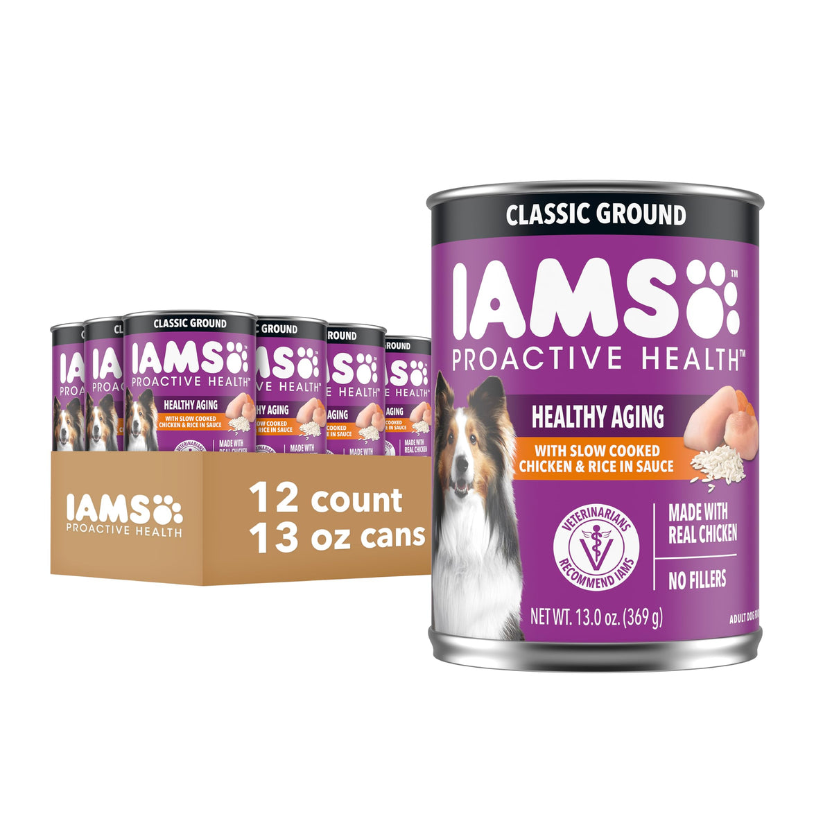 IAMS Proactive Health Senior Ground Wet Dog Food, Chicken, 13 oz, 12 Pack