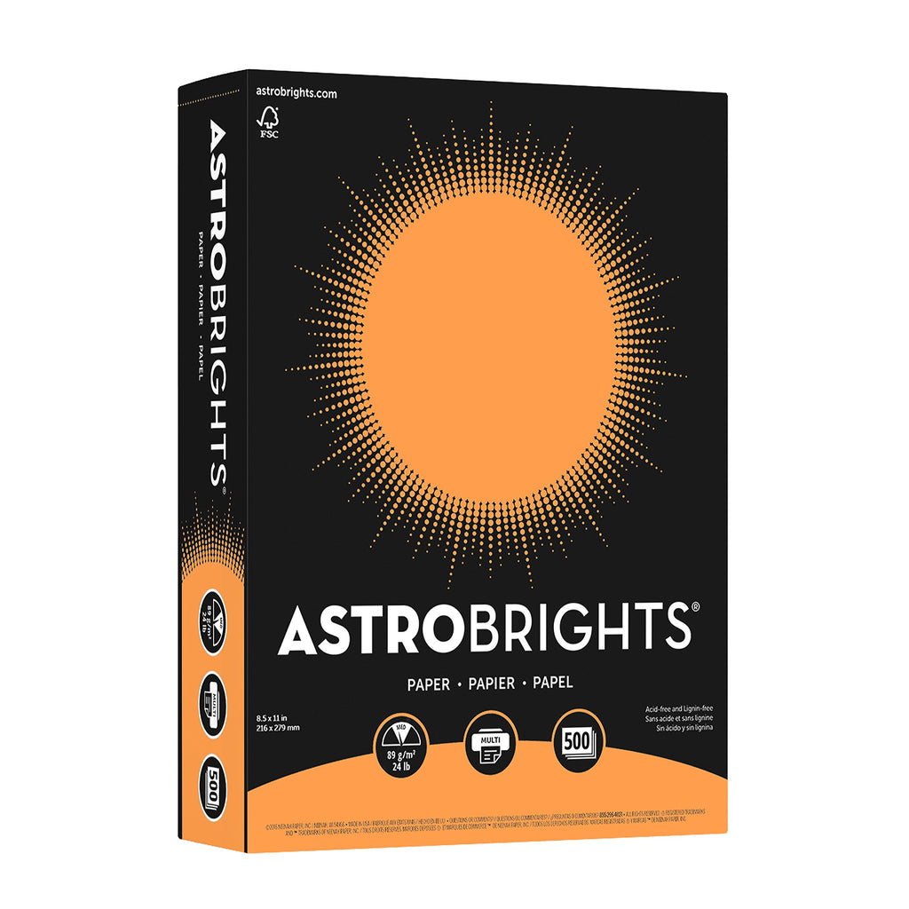Neenah Astrobrights Color Paper, 8.5” x 11”, 24 lb/89 gsm, Cosmic Orange, 500 Sheets (21658)