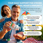 LiveGood Vitamin D3 K2 2000 IU, Organic Vegan D3 K2 Supplement with MK-7