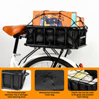 Bike Basket Rear, Large Bicycle Basket with Cargo Net, Liner and Waterproof Cover for Electirc Bike, Ebike and Bikes, Large Capacity Wire Bakset