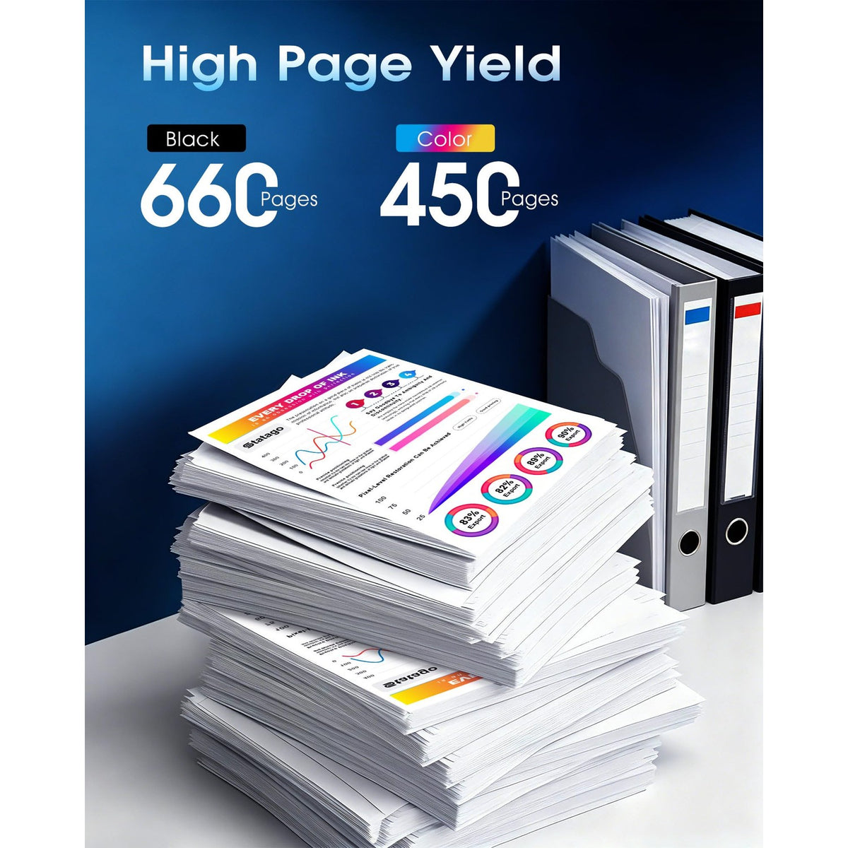 62XL Ink Cartridge Combo Pack for HP Ink 62 XL Black and Color for HP 62XL