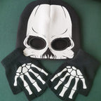 Buy now Skeleton Face Mask Knit Beanie with Eye Holes Halloween Skull Dress Up Headdress Cap Winter Warm Hat at indiglob india