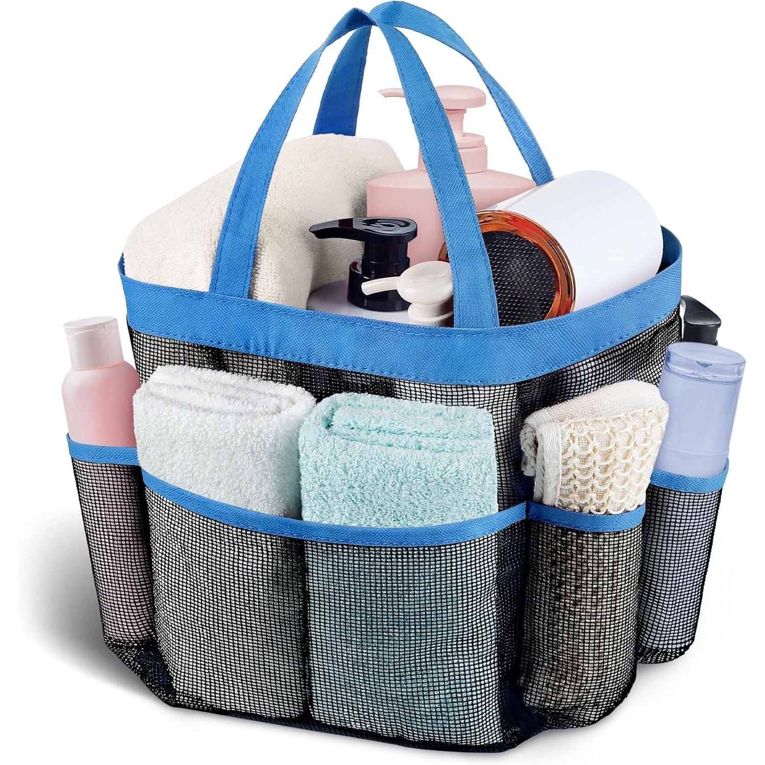 Buy now Attmu Mesh Shower Caddy Portable, Quick Dry Hanging Shower Tote Bag for College Dorm Room Essentials, Large Capacity Shower Caddy Dorm for Bathroom Gym Swimming Blue at indiglob india