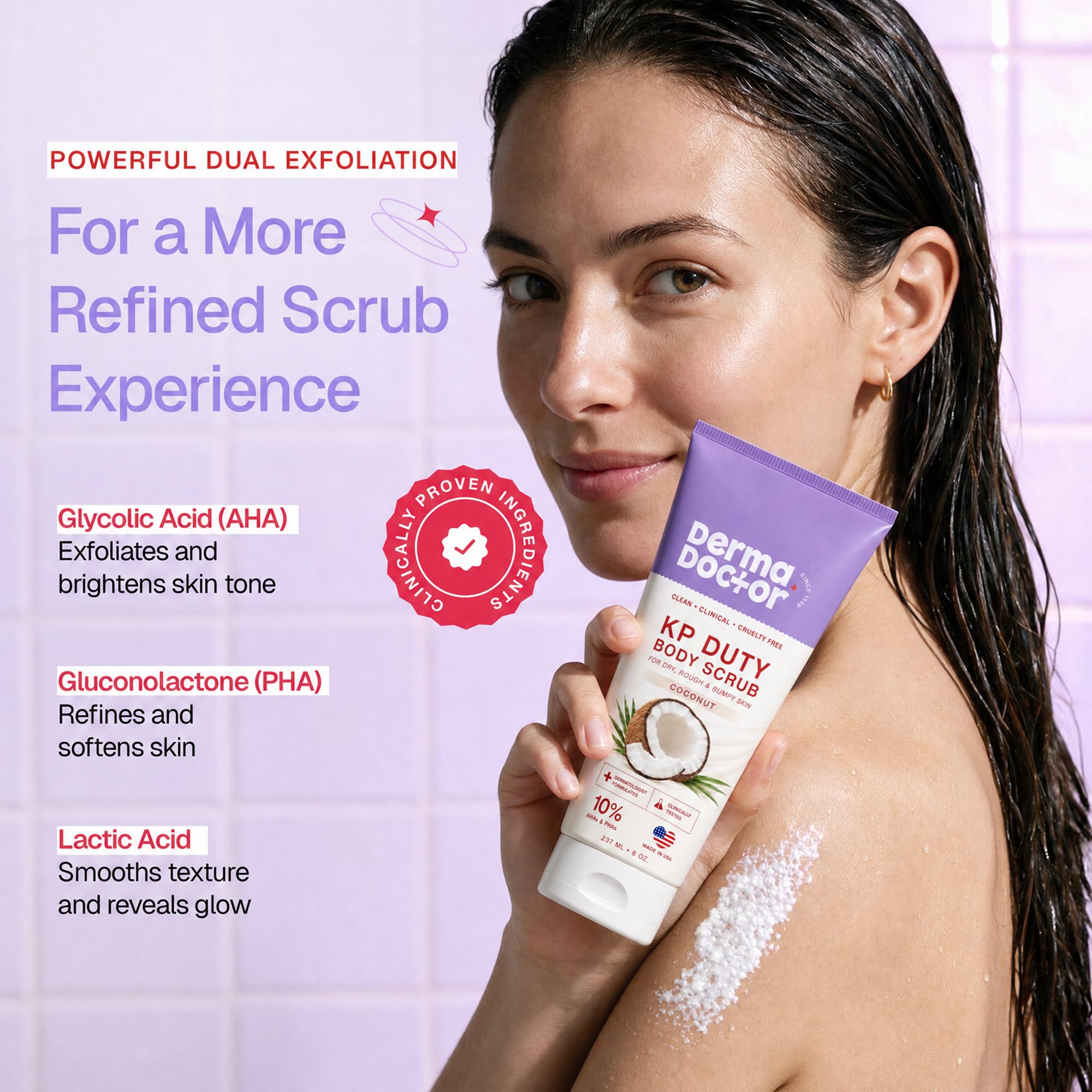 DERMAdoctor KP Bump Eraser Body Scrub, 10% AHAs + PHAs, Rough & Bumpy Skin