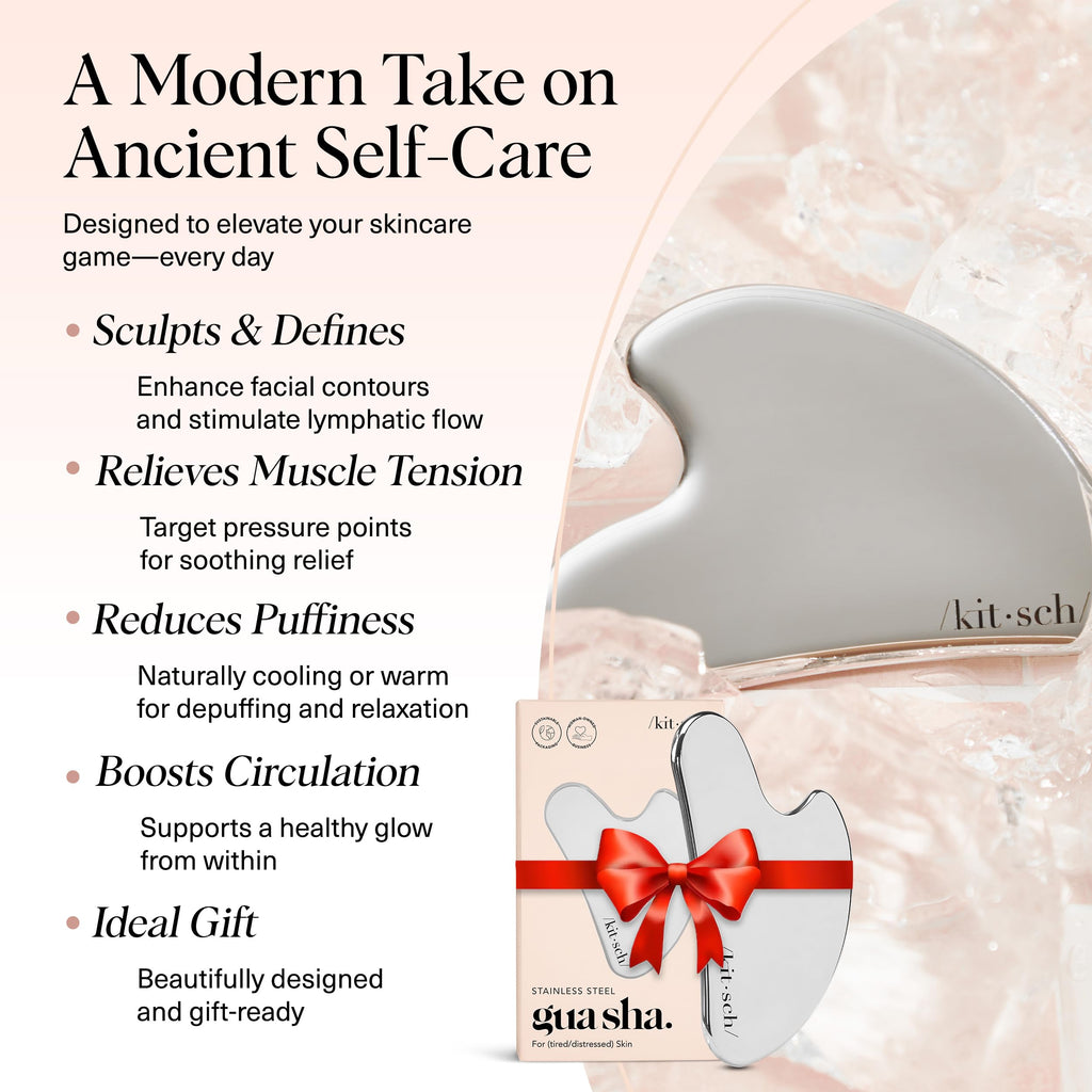 Buy now Kitsch Stainless Steel Gua Sha Facial Tools - Guasha Tool for Face, Face Sculpting Tool, Jawline Shaper, Double Chin Reducer, Body Gua Sha Tools, Lymphatic Drainage Massager, Facial Skin Care - Silver at indiglob india