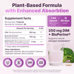DIM for Women 350mg High Potency with BioPerine® & Broccoli Extract – 455mg Total Complex for Hormone Balance, Estrogen Metabolism, PMS & Menopause Support, Clear Skin & Women’s Wellness, 60 Capsules
