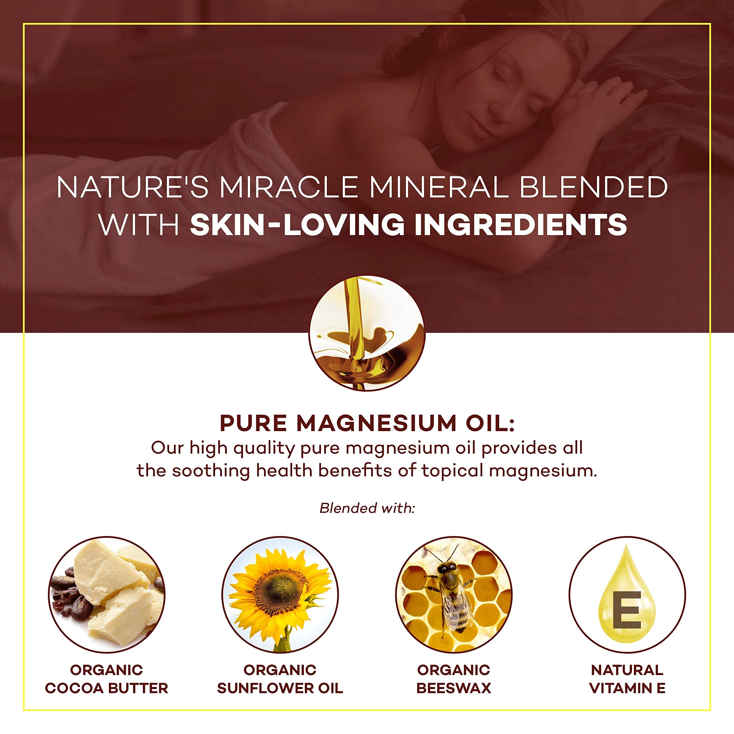 Buy now Seven Minerals, Natural Magnesium Cream for Pain Calm, Leg Cramps, Sleep & Muscle Soreness With Moisturizing Organic Cocoa Butter & Vitamin E - No Harmful Ingredients USA Made Safe for Kids (8 fl oz) at indiglob india