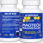 MagTech Magnesium Complex Glycinate, L-Threonate and Taurate, 90 Capsules | Advanced 3 in 1 200mg Chelated Triple Blend w/ Magtein - Supports Relaxation & Brain Health for Women & Men - Natural Stacks