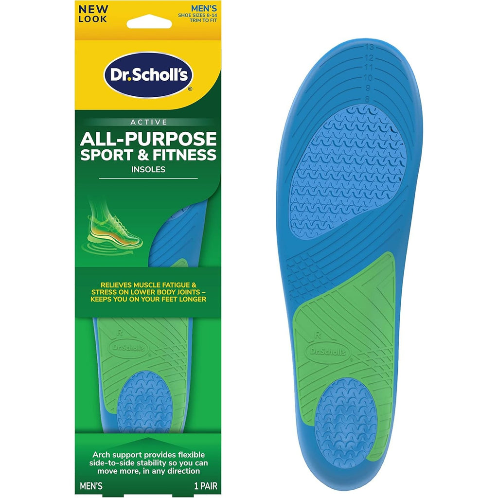 Buy now Dr. Schollâ€™s Sport Insoles - Superior Shock Absorption and Arch Support to Reduce Muscle Fatigue and Stress on Lower Body Joints for Men Size 8-14 at indiglob india